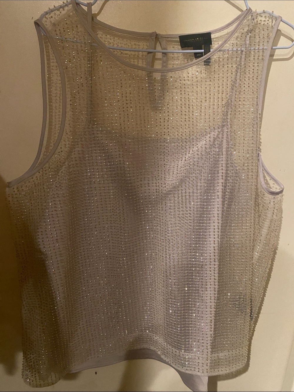 Embellished Sleeveless Shell Top - Light Lavender